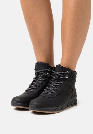 Adidasi Dama Anna Field Iarnă Sneaker High Top Trainers Negrii | 57328-ZNCX
