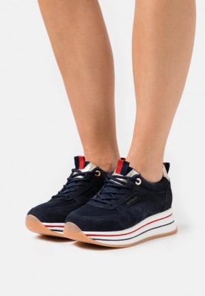 Adidasi Dama Anna Field Piele Trainers Albastri Inchis | 54107-BNXZ