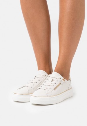 Adidasi Dama Anna Field Piele Trainers Albi | 43590-DNVA