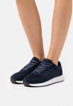 Adidasi Dama Anna Field Piele Trainers Albastri Inchis | 09683-GBLD