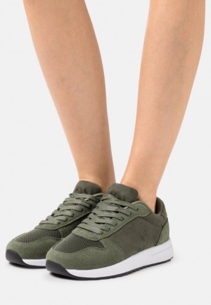 Adidasi Dama Anna Field Piele Trainers Masline Verzi | 59208-MQBS