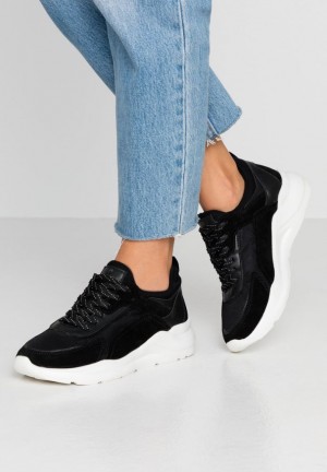 Adidasi Dama Anna Field Piele Trainers Negrii | 18245-CIYA