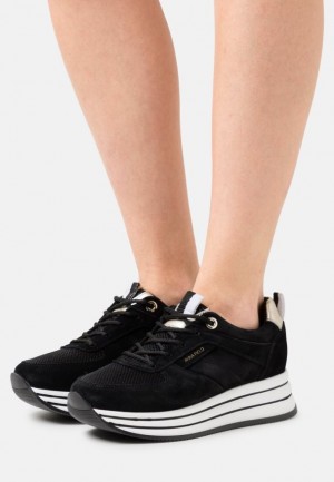 Adidasi Dama Anna Field Piele Trainers Negrii | 16934-UDAR