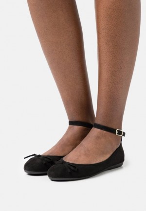 Balerini Dama Anna Field Ankle Curea Ballet Pumps Negrii | 48516-ELZH