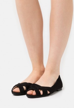 Balerini Dama Anna Field Peeptoe Ballet Pumps Negrii | 12635-GFCA