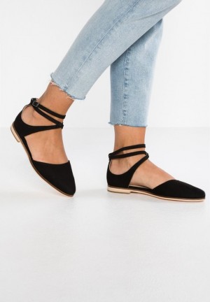 Balerini Dama Anna Field Piele Ankle Curea Ballet Pumps Ankle Curea Ballet Pumps Negrii | 61432-FUNM