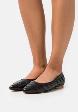 Balerini Dama Anna Field Piele Ballet Pumps Negrii | 48795-PNMH