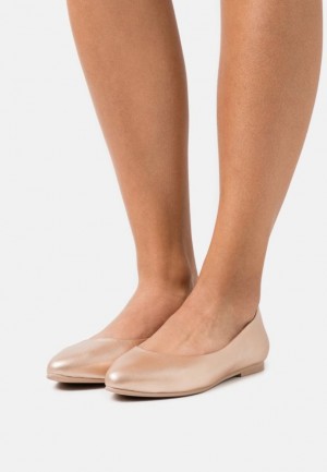 Balerini Dama Anna Field Piele Ballet Pumps Roz Aurii | 76892-OIYR