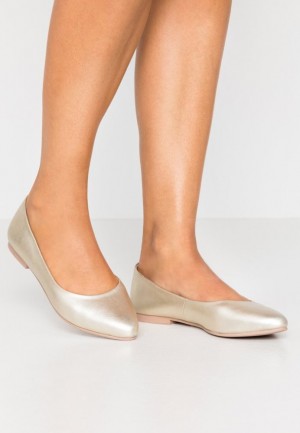 Balerini Dama Anna Field Piele Ballet Pumps Aurii | 58962-LDMB