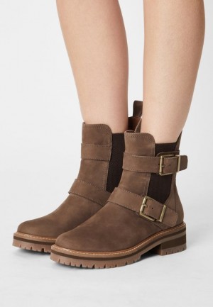 Botine Dama Anna Field Cowboy Biciclist Ankle Boot Bej | 34256-OJWE