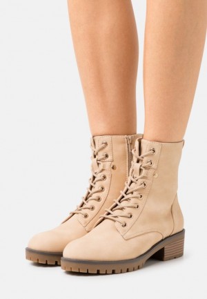 Botine Dama Anna Field Dantela Up Ankle Boots Bej | 38965-TNOB
