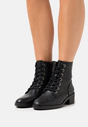 Botine Dama Anna Field Dantela Up Ankle Boots Negrii | 27458-HNLR