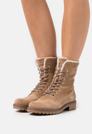 Botine Dama Anna Field Dantela Up Ankle Boots Bej | 21034-UQXN