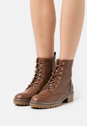 Botine Dama Anna Field Dantela Up Ankle Boots Maro | 14762-ITHM