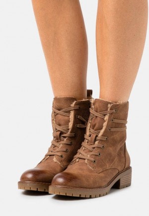 Botine Dama Anna Field Dantela Up Ankle Boots Maro | 82367-HPBE