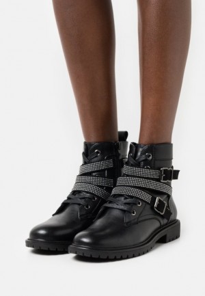Botine Dama Anna Field Dantela Up Ankle Boots Negrii | 97368-RIXH