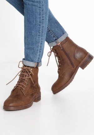 Botine Dama Anna Field Dantela Up Ankle Boots Maro | 71920-GVMD