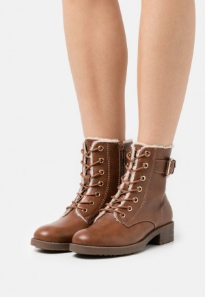 Botine Dama Anna Field Dantela Up Ankle Boots Maro | 71452-TAGQ