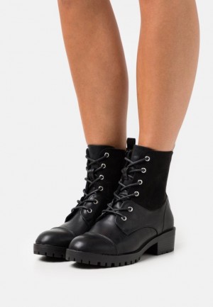Botine Dama Anna Field Dantela Up Ankle Boots Negrii | 68732-AEMI