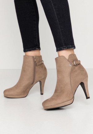 Botine Dama Anna Field High Toc Ankle Boots Gri Maro | 38904-VNOE