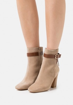 Botine Dama Anna Field Piele High Toc Ankle Boots Bej | 10657-NQPM