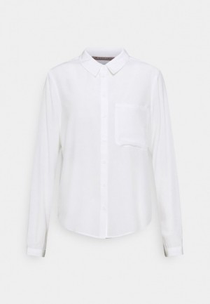 Camasa Dama Anna Field Basic Blouse With Pocket Button Down Albi | 95620-ILNF