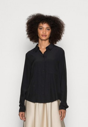 Camasa Dama Anna Field Basic Blouse With Pocket Button Down Negrii | 37850-TAGP