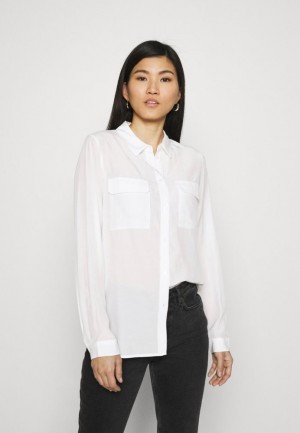 Camasa Dama Anna Field Basic Blouse With Front Pockets Button Down Albi | 20395-HUSP