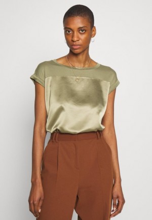 Camasa Dama Anna Field Basic T Shirt Masline Verzi | 20356-IEFG