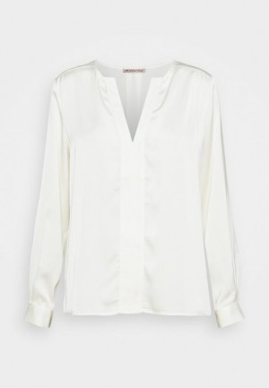 Camasa Dama Anna Field Satin V Neck Blouse Albi | 24780-QFRK