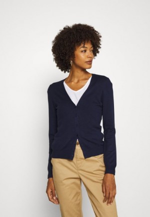 Cardigan Dama Anna Field Basic V Neck Cardigan Cardigan Albastri Inchis | 24075-UATI