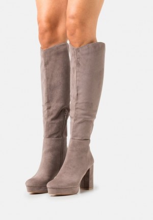 Cizme Dama Anna Field High Toc Boots Gri Maro | 72134-YEHF
