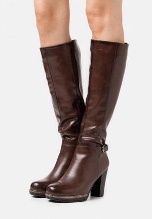 Cizme Dama Anna Field High Toc Boots Maro Inchis | 70924-DJKW