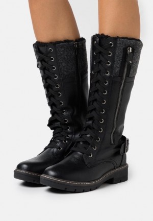 Cizme Dama Anna Field Iarnă Boots Dantela Up Boots Negrii | 35247-FCTL