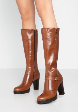 Cizme Dama Anna Field Piele Boots High Toc Boots Maro | 25610-VGIY