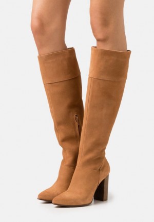 Cizme Dama Anna Field Piele High Toc Boots Maro | 95173-SKEB