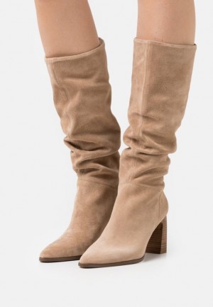 Cizme Dama Anna Field Piele High Toc Boots Bej | 95148-JQML