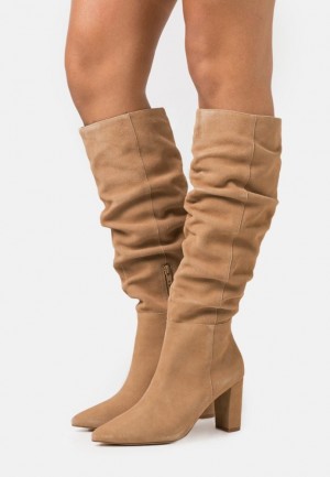 Cizme Dama Anna Field Piele High Toc Boots Bej | 25407-WMFD