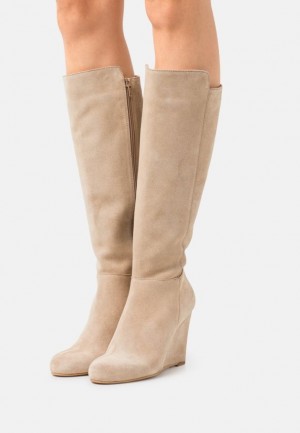 Cizme Dama Anna Field Piele Wedge Boots Bej | 18057-EFUM