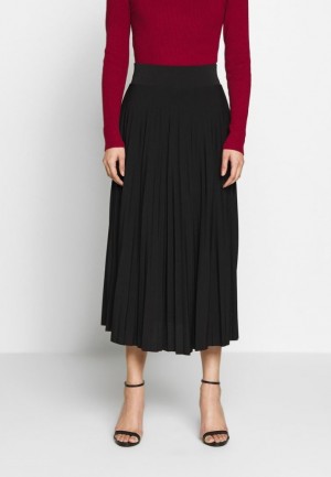 Fusta Dama Anna Field Plisse A Line Midi Skirt A Line Skirt Negrii | 03456-WXUQ
