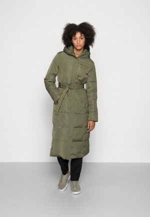 Palton Dama Anna Field Long Coat With Hood Iarnă Coat Kaki | 80193-TKNL