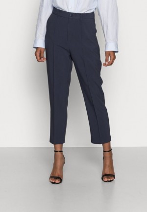 Pantaloni Dama Anna Field Basic Bussiness Pants With Pintucks Trousers Albastri Inchis | 05392-YKSC
