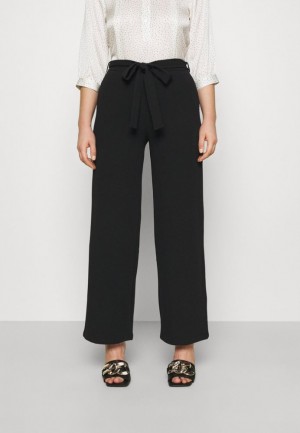 Pantaloni Dama Anna Field Belted Largi Leg Trousers Trousers Negrii | 45682-EGIB