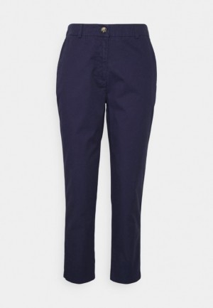 Pantaloni Dama Anna Field Casual Washed Chinos Albastri Inchis | 34165-AVFT