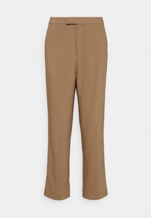 Pantaloni Dama Anna Field High Talie Trousers Trousers Bej | 95240-XMIH