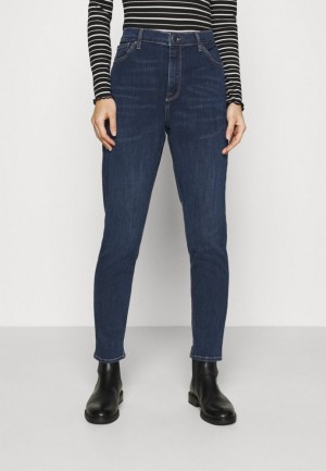 Pantaloni Dama Anna Field Jeans Slab Fit Albastri | 12960-BDKE