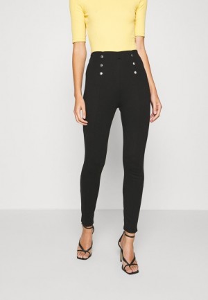 Pantaloni Dama Anna Field Punto Leggings With Button Detail Leggings Trousers Negrii | 94673-QKGO