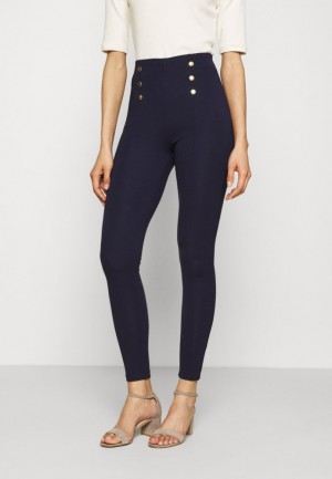 Pantaloni Dama Anna Field Punto Leggings With Button Detail Leggings Trousers Albastri Inchis | 64850-YCNJ