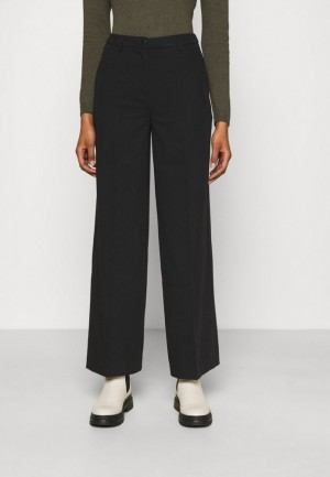 Pantaloni Dama Anna Field Tailored Largi Leg Trouser Trousers Negrii | 34806-VBPJ
