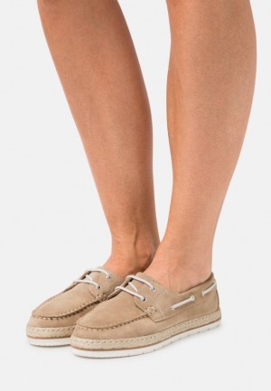 Pantofi Joase Dama Anna Field Piele Casual Dantela Ups Bej | 45978-LCNS